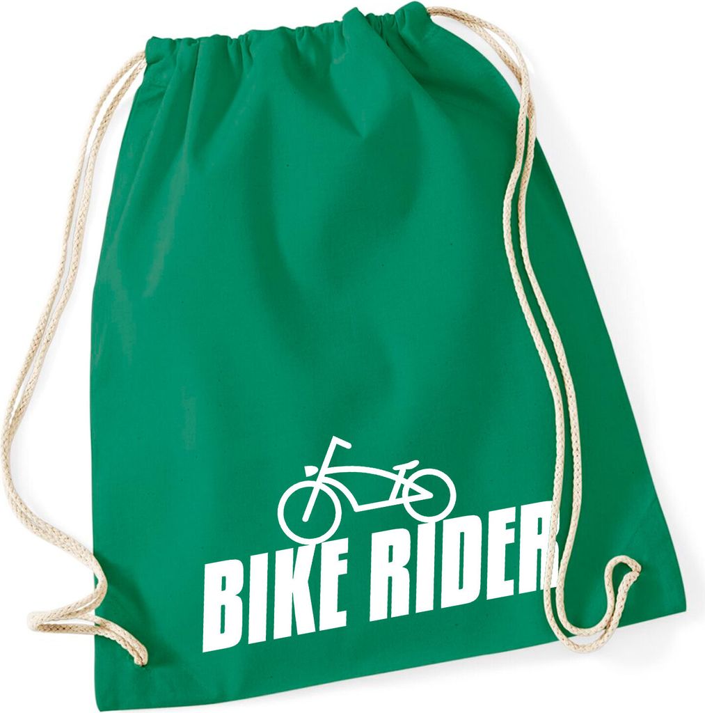 Huuraa Turnbeutel Bike Rider Fahrrad 12 Liter Kelly Green Baumwolle Rucksack Geschenkidee