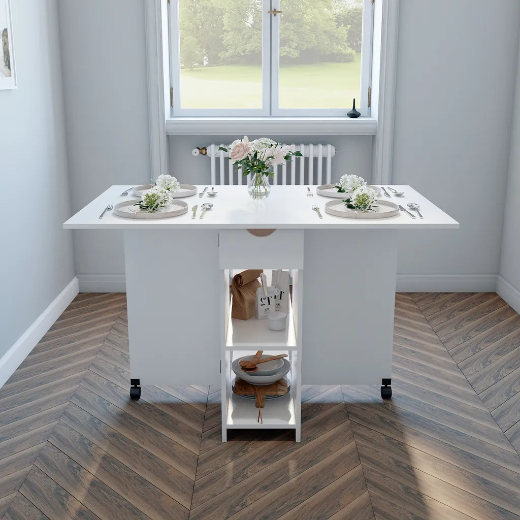 Table à manger modulable avec tiroir central et pieds réglables 120cm - 14