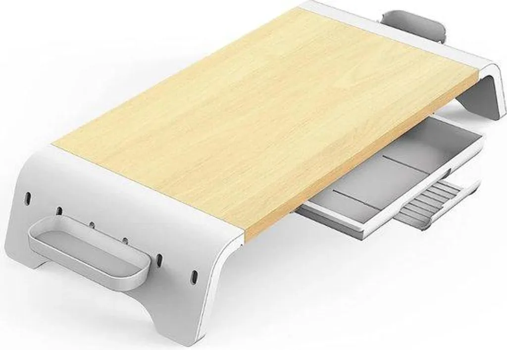Support d'écran en bois de hêtre 52x23,5 cm avec socle de recharge mobile