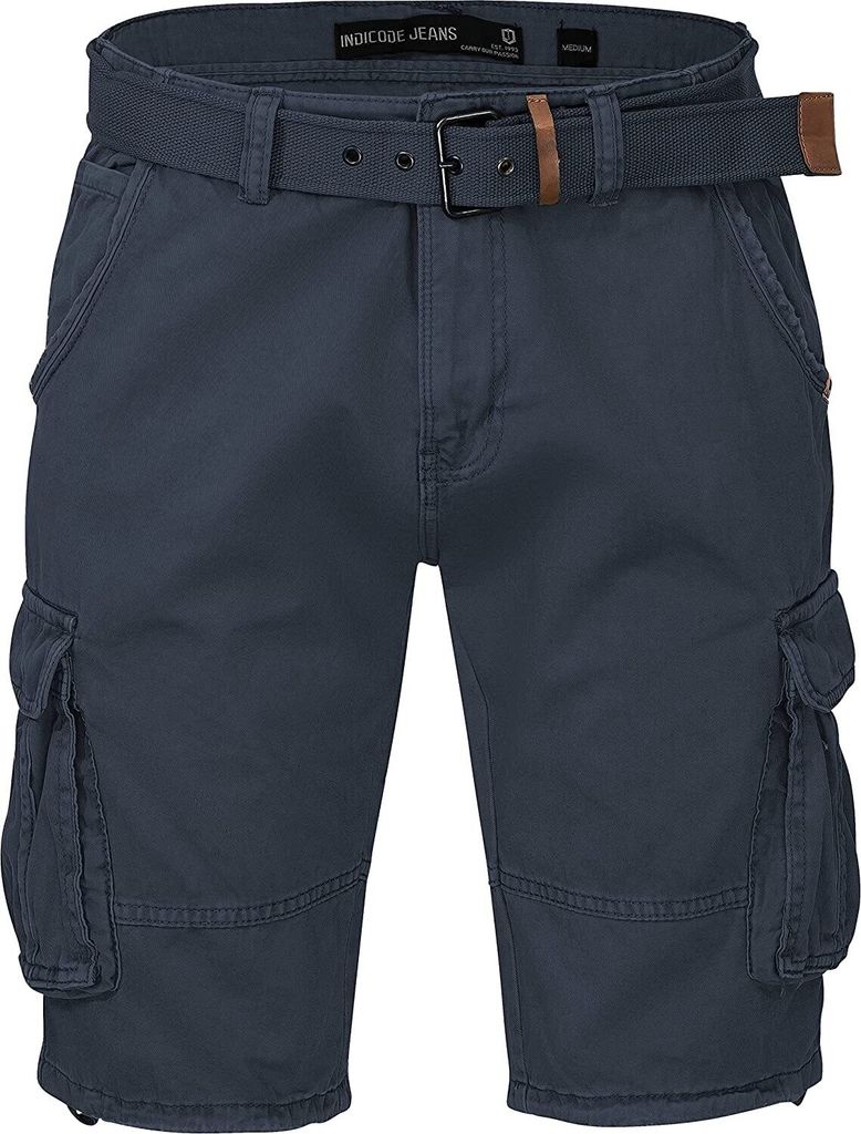 Indicode Kjeld Herren Cargoshorts mit 6 Taschen inkl. Stoffgürtel aus 100% Baumwolle | Kurze Hose Bermuda Sommer Herrenshorts Short Men Pants Carg...