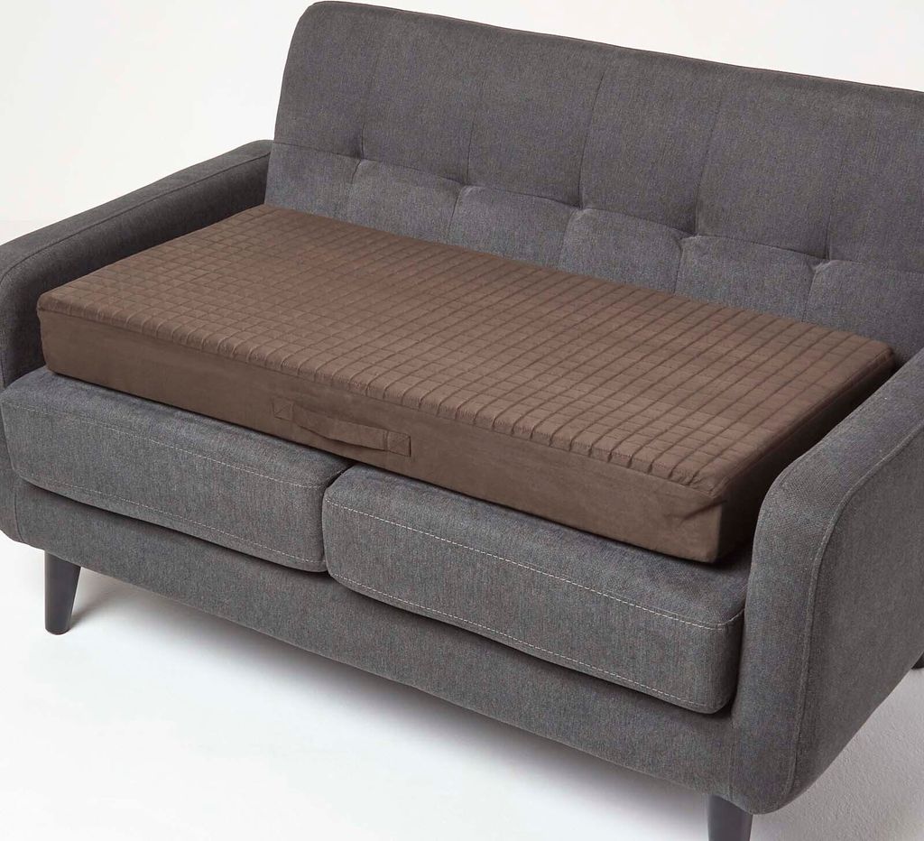 HOMESCAPES Sitzauflage Velours braun, 100 x 50 cm - großes Sitzkissen orthopädisch