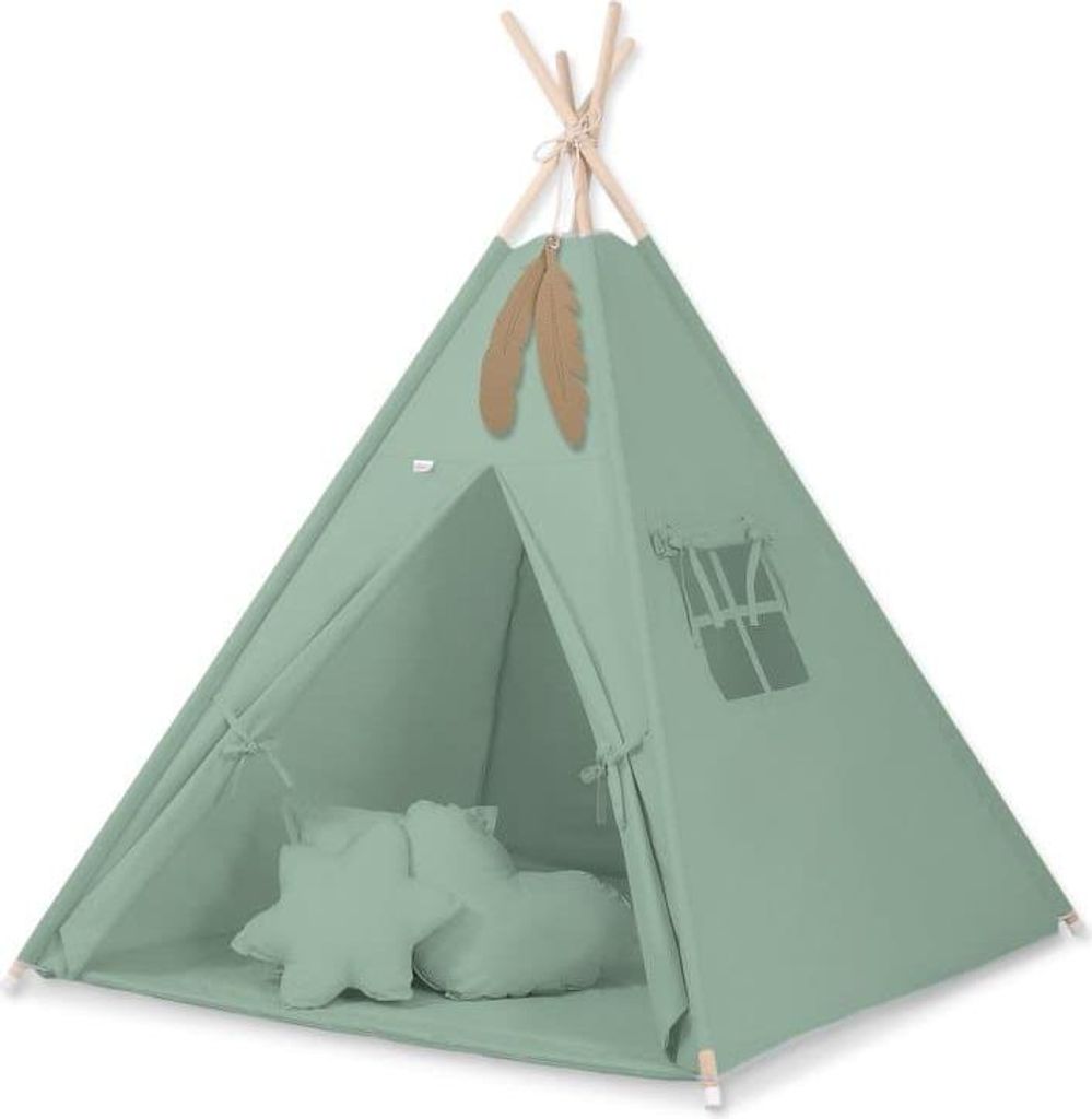 Tipi-Zelt für Kinder – Spielzelt – einfach aufzubauende und waschbare Baumwolle, mit Spielmatte und