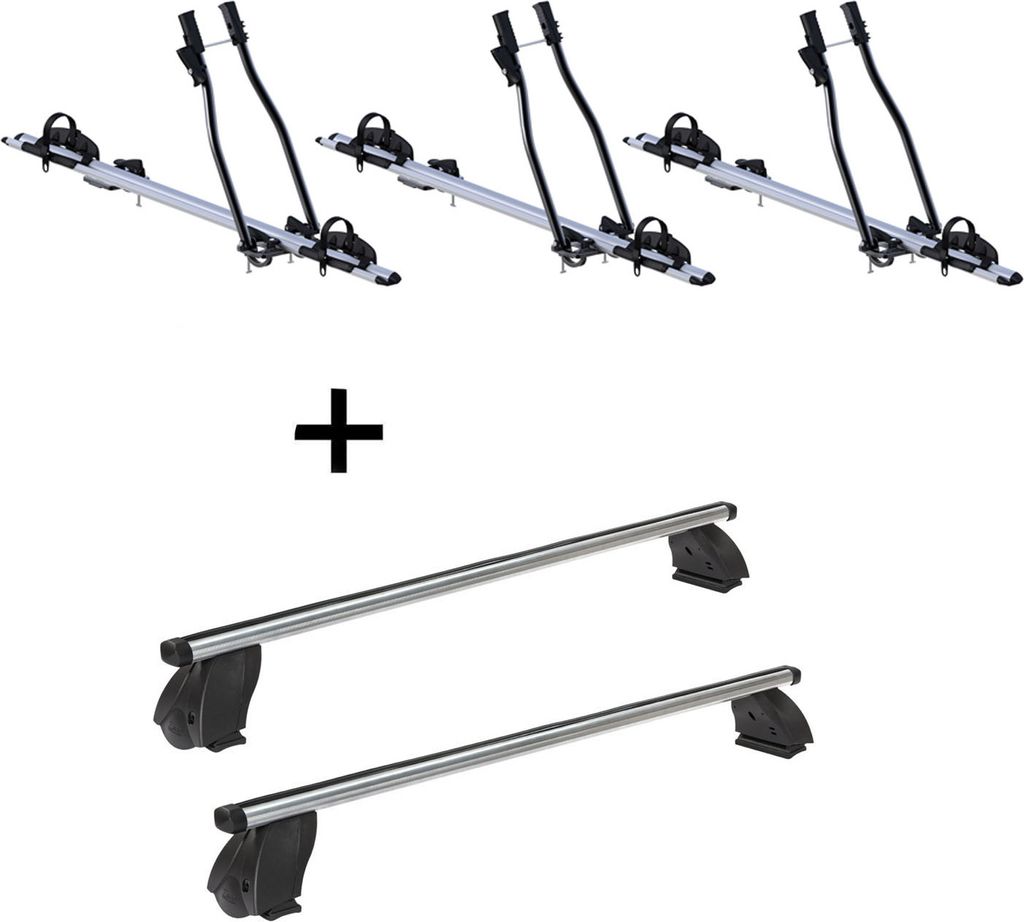 3x Fahrradträger SAGITTAR + Dachträger K1 PRO Aluminium kompatibel mit für Nissan Nv 200 ab 09