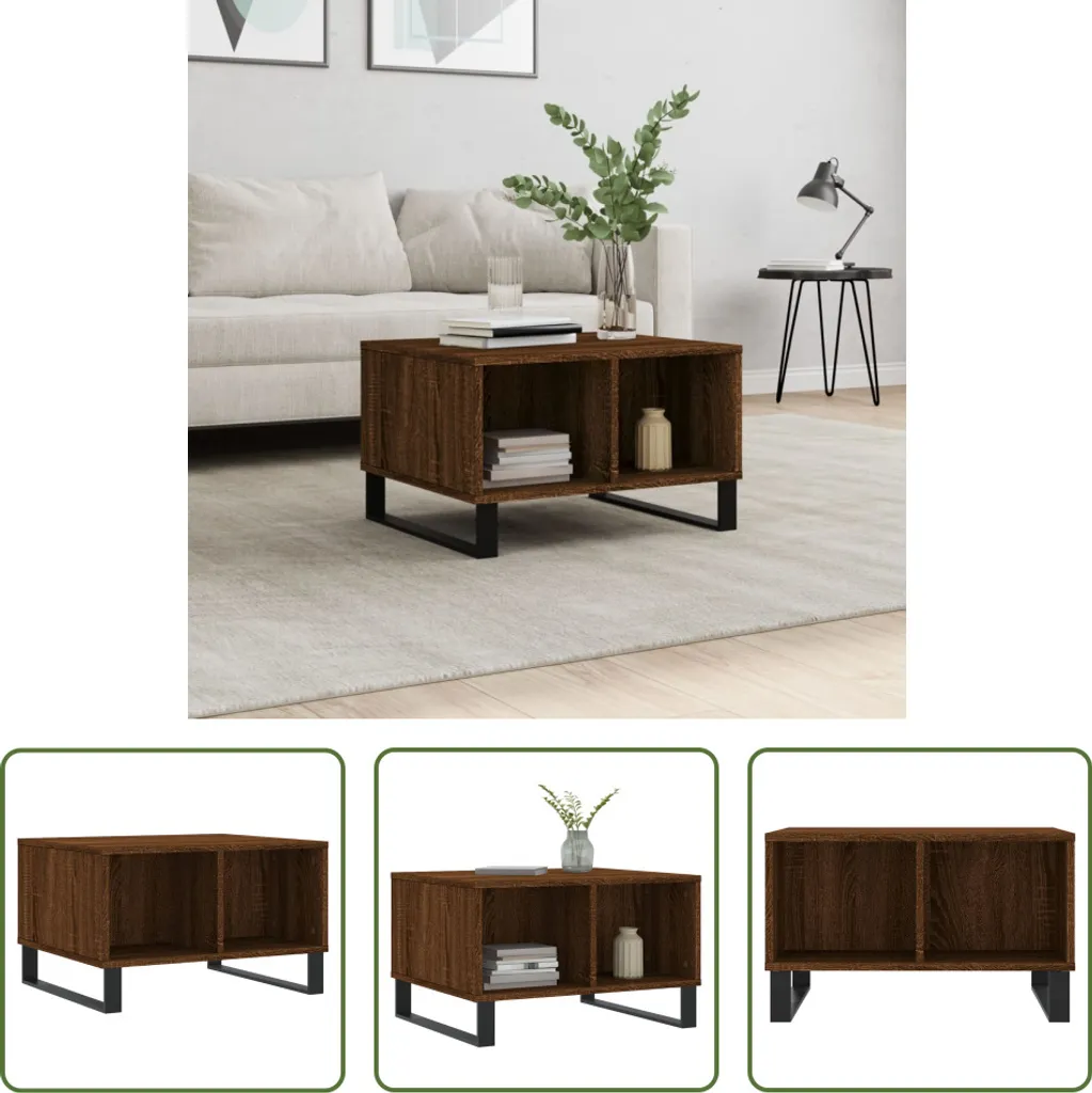 Tavolino Design The Living Store Rovere Marrone 60x50x36,5 cm Legno