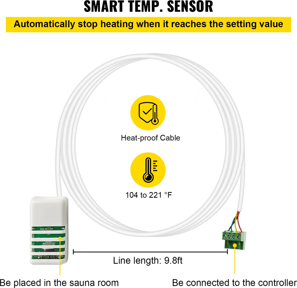 Commande de Sauna pour Réglage Température et Durée de Chauffe 9kW