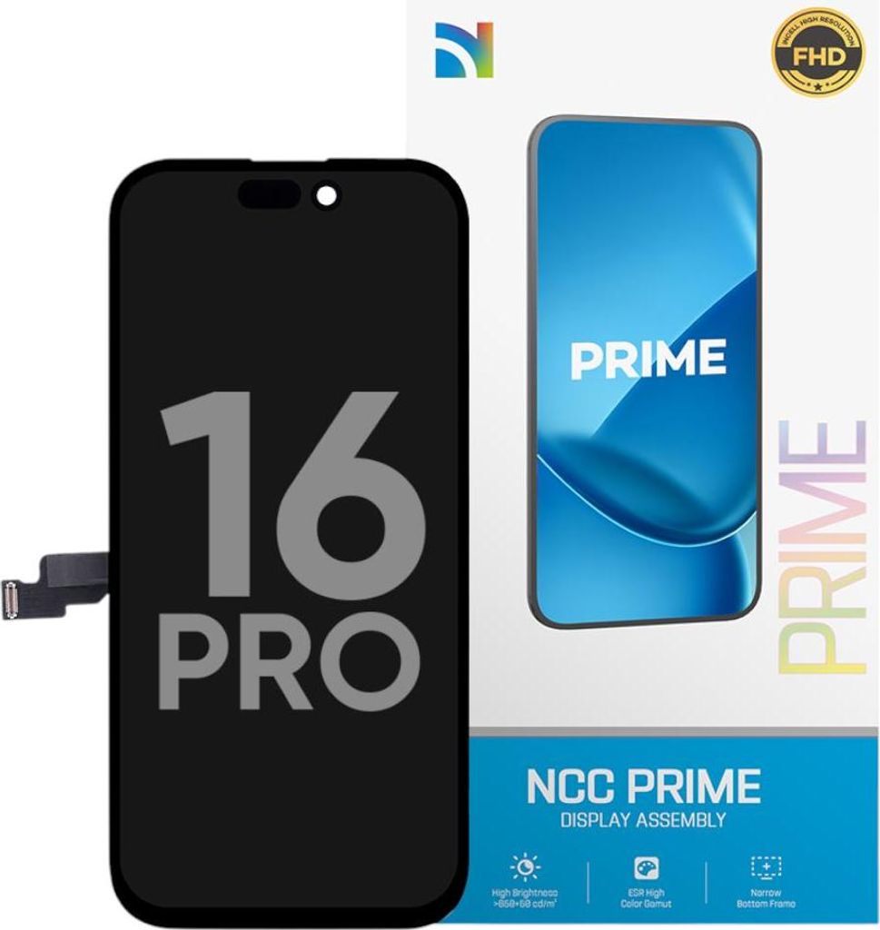 Kompatible NCC Prime FHD InCell Display Touchscreen Bildschirm Schwarz für Apple iPhone 16 Pro A3293, A3083 & Werkzeug
