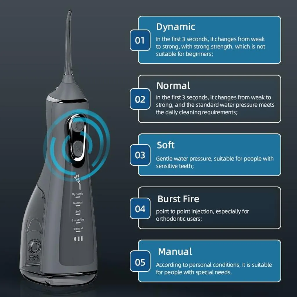 INF Hydropulseur Électrique Portable Noir - Jet Dentaire Rechargeable USB