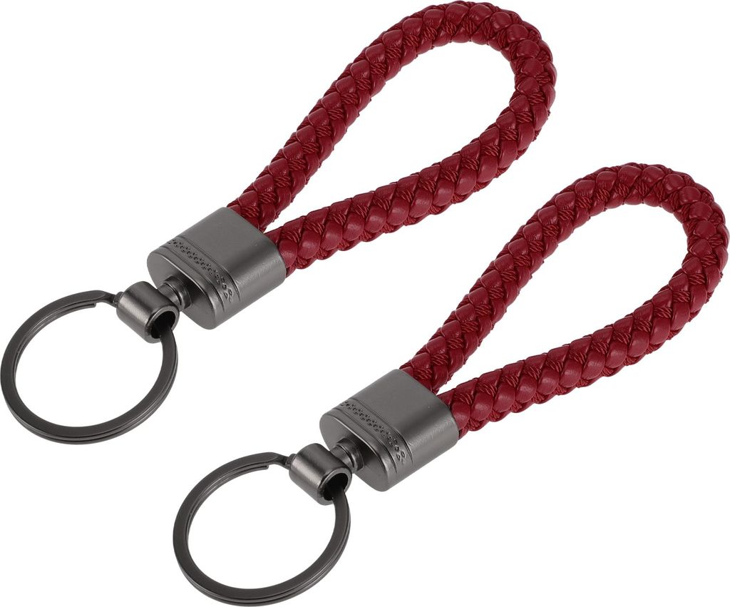 Autoschlüsselanhänger Universal Schlüsselanhänger mit Ring für Schlüsselanhänger für Zuhause für Frauen Leder, Zinklegierung Dunkelrot 2 S...