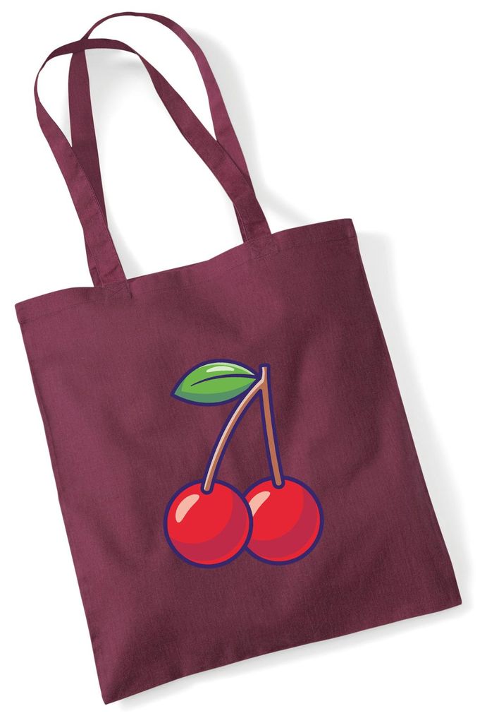 Huuraa Jutebeutel Kirsche Comic 10 Liter Burgundy Baumwolle Tasche Geschenkidee