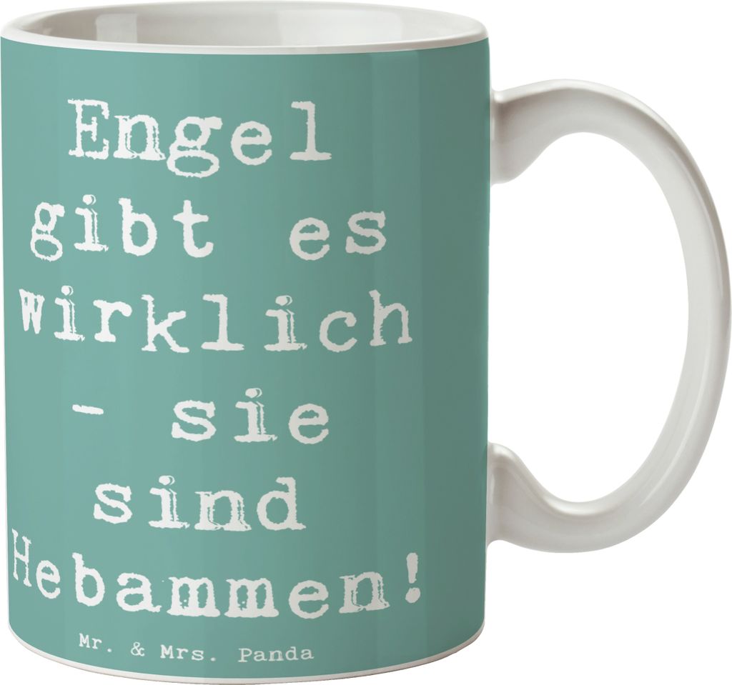 Mr. & Mrs. Panda Tasse Spruch Hebamme Engel - Meeresbrise - Geschenk, Danke sagen, Leben, Pott, Kaffeetasse, Unterstützung, Teetasse, Aufmerksamke...
