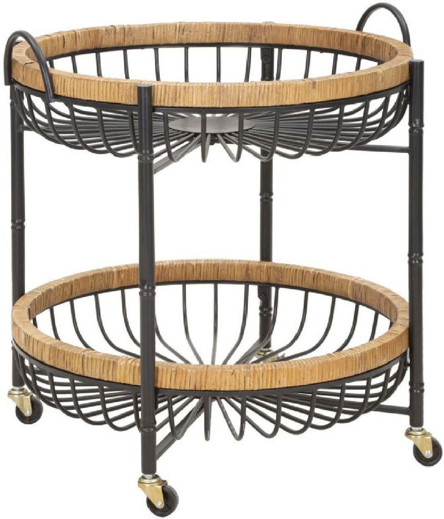 Chariot Cebu 57 X 55,5 X 62,5 Cm En Métal Noir Et Rotin Image du produit 