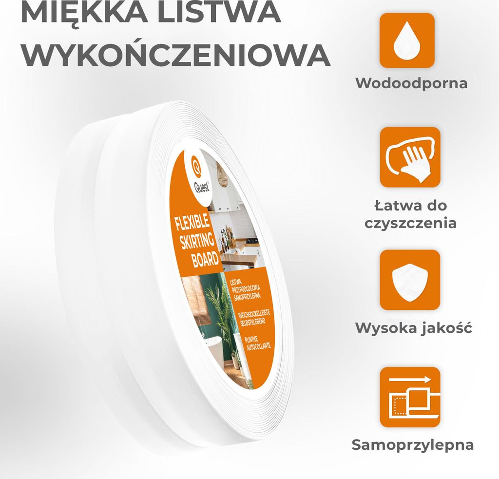 QUEST Listwa wykończeniowa PCV 30x30mm, 15m, samoprzylepna, Zdjęcie produktu 