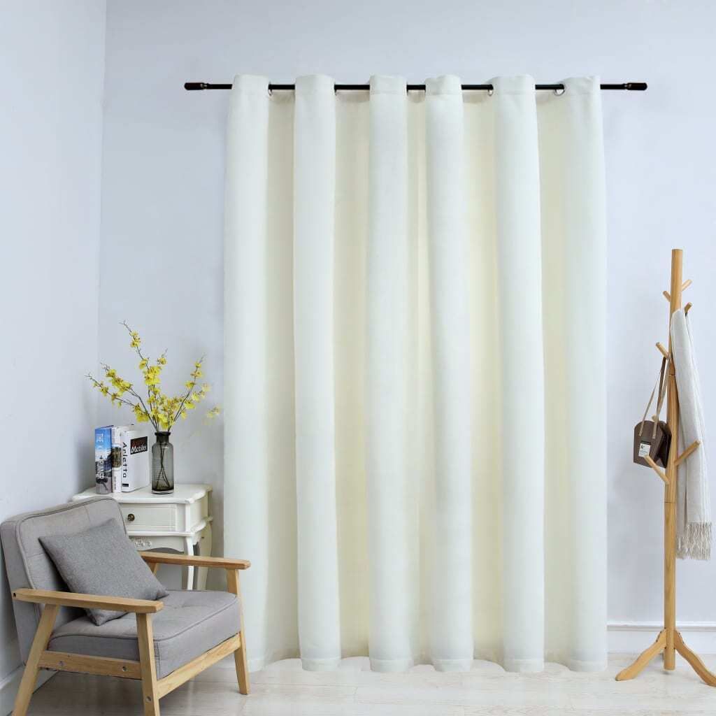 The Living Store Verdunkelungsvorhang mit Metallösen Samt Creme 290 x 245 cm