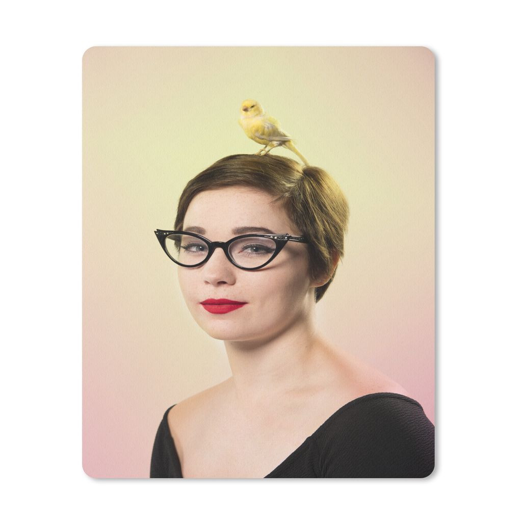 MuchoWow Mauspad Mousepad Kanarienvogel - Frau - Brille 30x40 cm - Mousepads - Maus Mat - Pad - Mausunterlage - Mausmatten