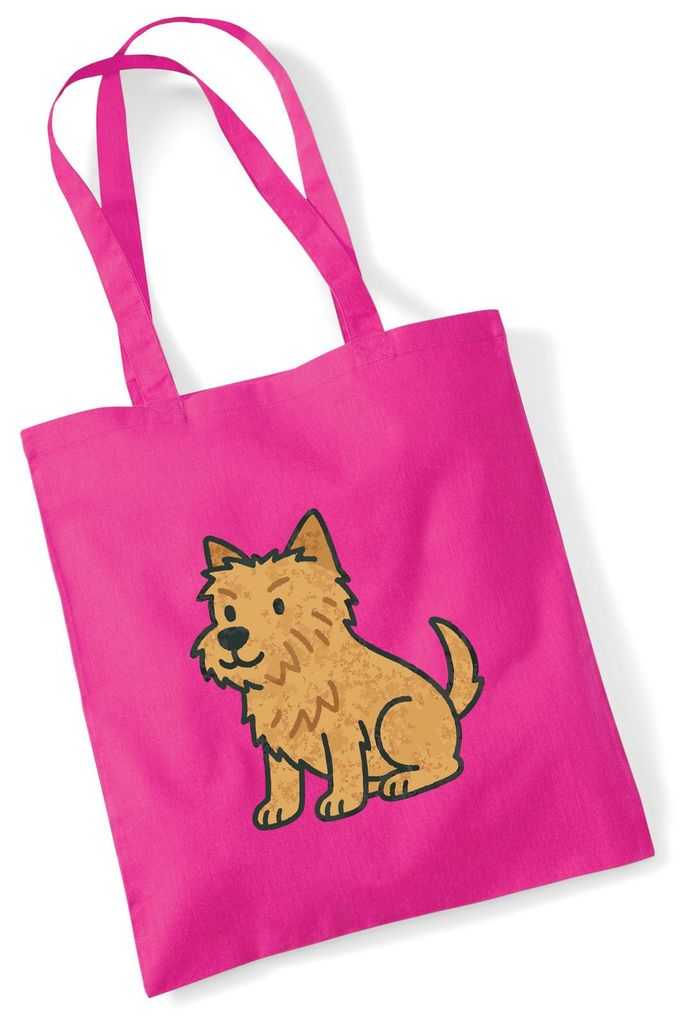 Huuraa Jutebeutel Norwich Terrier Comic Nori 10 Liter Fuchsia Baumwolle Tasche Geschenkidee