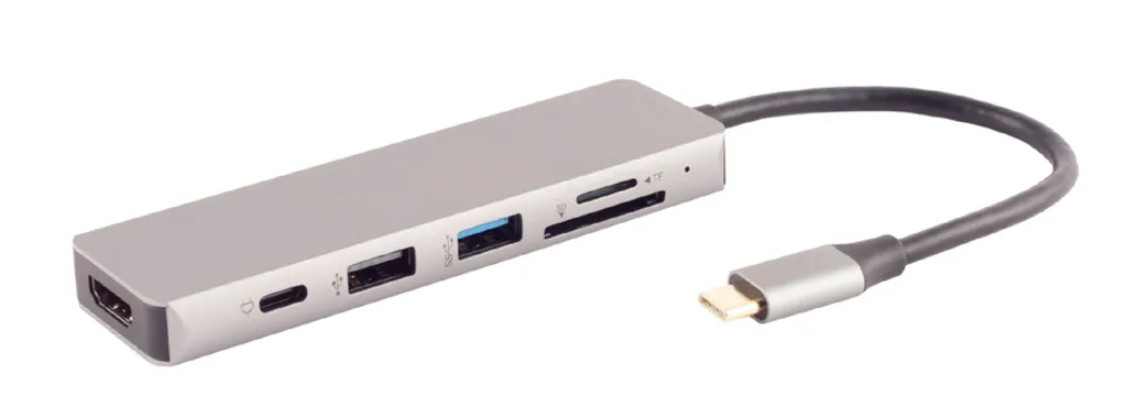 Station d'accueil 6en1 USB-C shiverpeaks avec Sortie HDMI 4K et Hub