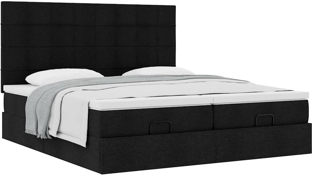 Maison Exclusive - Ottoman-Bett mit Matratzen Schwarz 180x200 cm Stoff