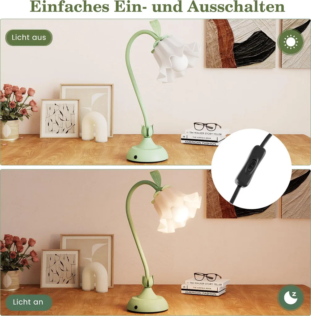 Lampe de bureau fleur réglable en acrylique avec interrupteur intégré - 4