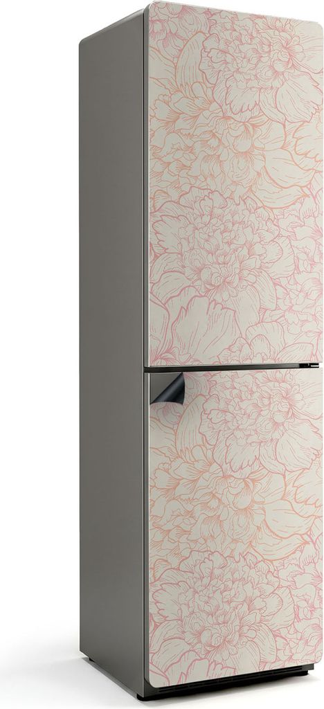 Blumenmuster in Linie – Magnetische Kühlschrank Abdeckung – Dekorfolie magnetisch Küche – Kühlschrank Magnet Deko – selbstklebende Magne...