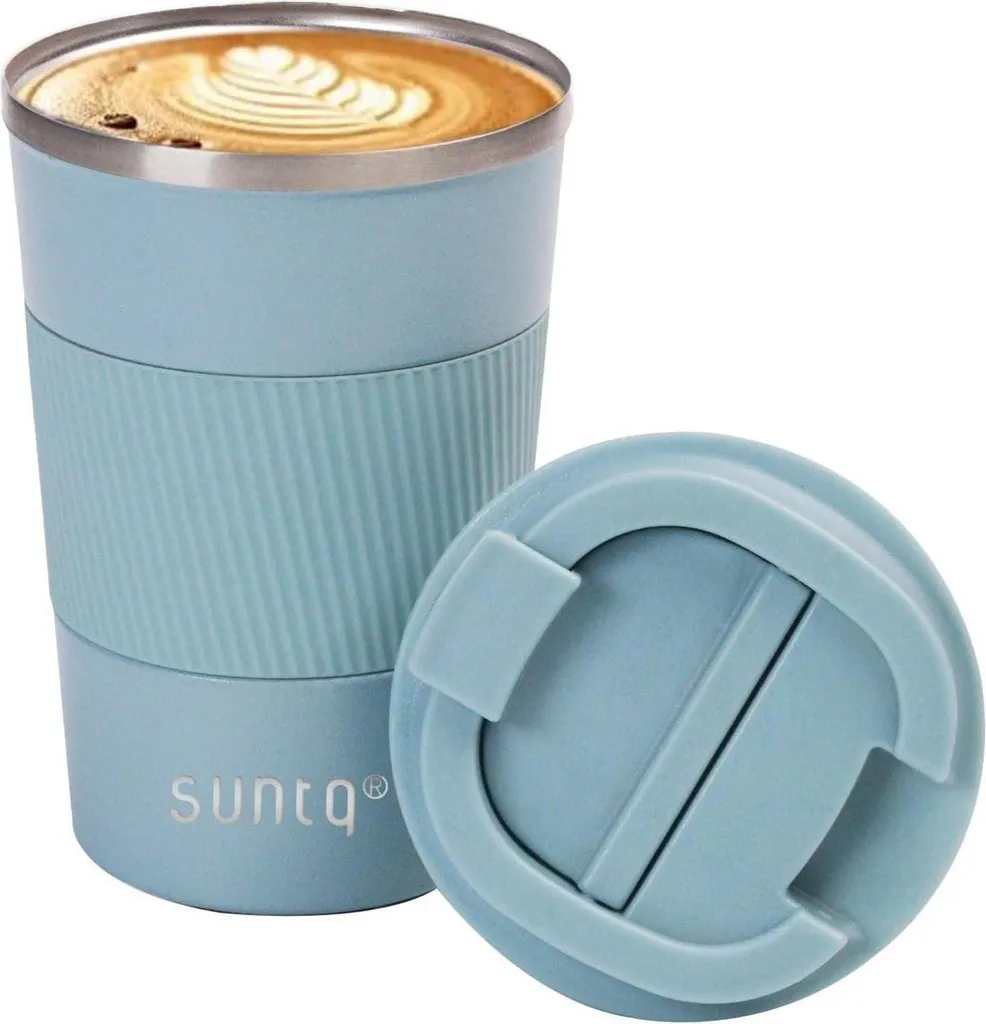 SUNTQ tazza da caffè termica in acciaio inox 380ml - Blu cielo