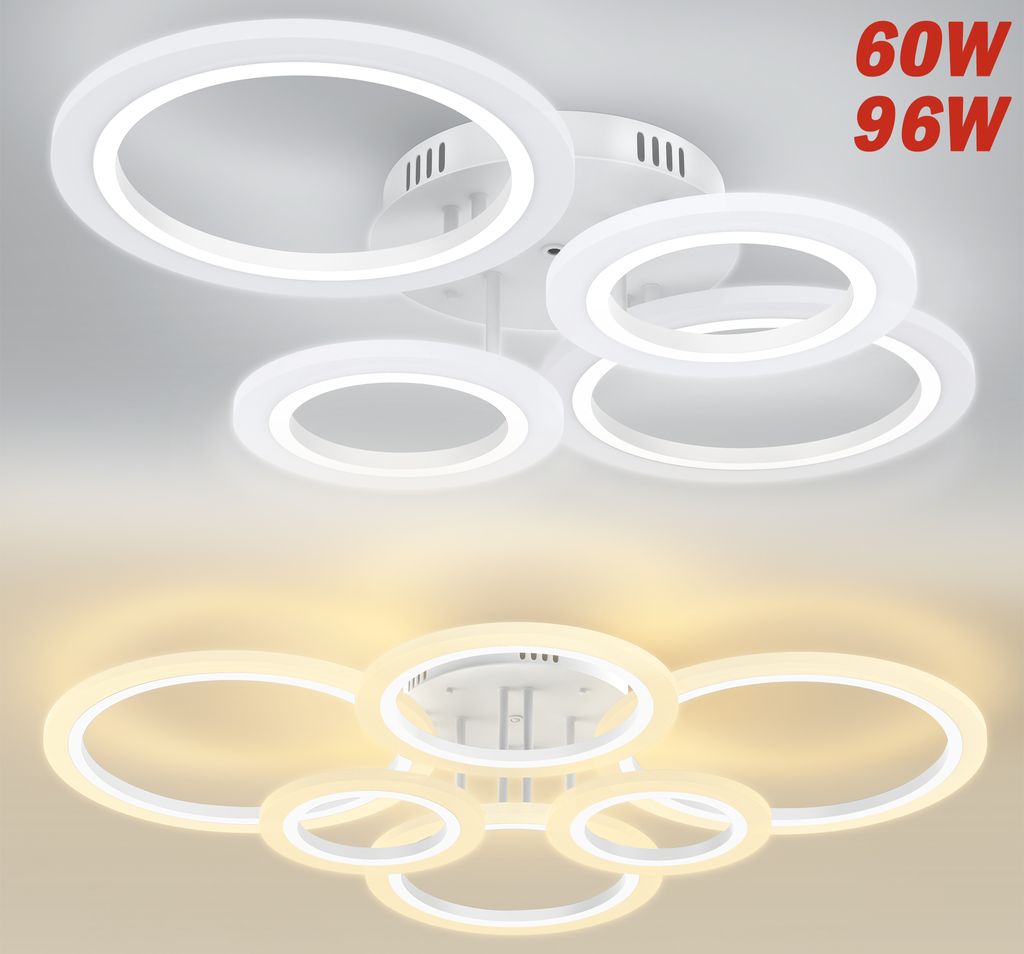 LZQ LED Deckenleuchte Dimmbar 2800K - 6500K, Lampe Wohnzimmer 96W 6720LM, Schlafzimmerlampe für Schlafzimmer, Küchen,Flure,Balkone,Haustüren,Kin...