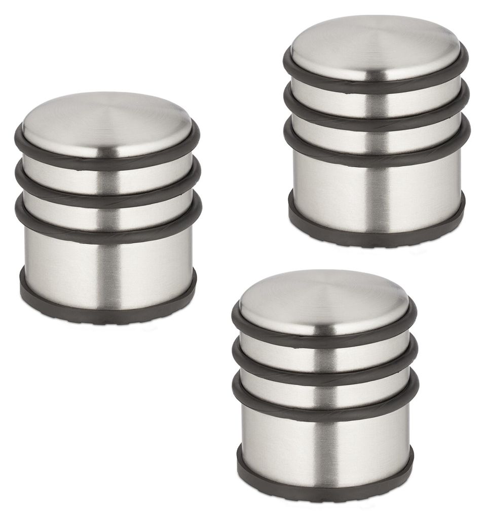 Relaxdays Deurstopper, roestvrij staal, set van 3, hoogte x Productafbeelding 