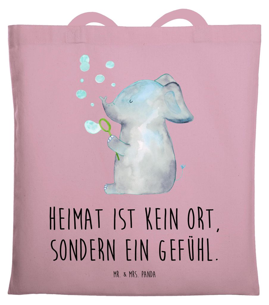 Mr. & Mrs. Panda Tote Bag Elefant Seifenblasen - Rosa Pastell - Geschenk, Laptoptasche, Tasche, Shopping, Uni, Heimat, Liebe, Lustige Sprüche, Ele...