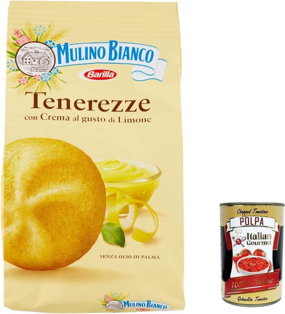 12x Mulino Bianco Tenerezze al limone Biscuits Shortbread Kekse cookies mit Zitronencreme, geschmacksintensives Frühstück – 200 gr