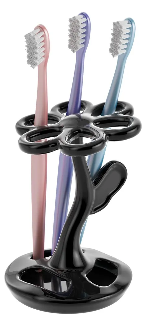 Porte-brosse à dents céramique noir 6 compartiments pour pinceau maquillage