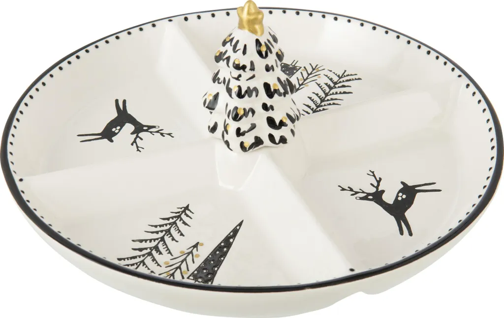Assiette de service en dolomite J-Line motif noir et blanc design épuré