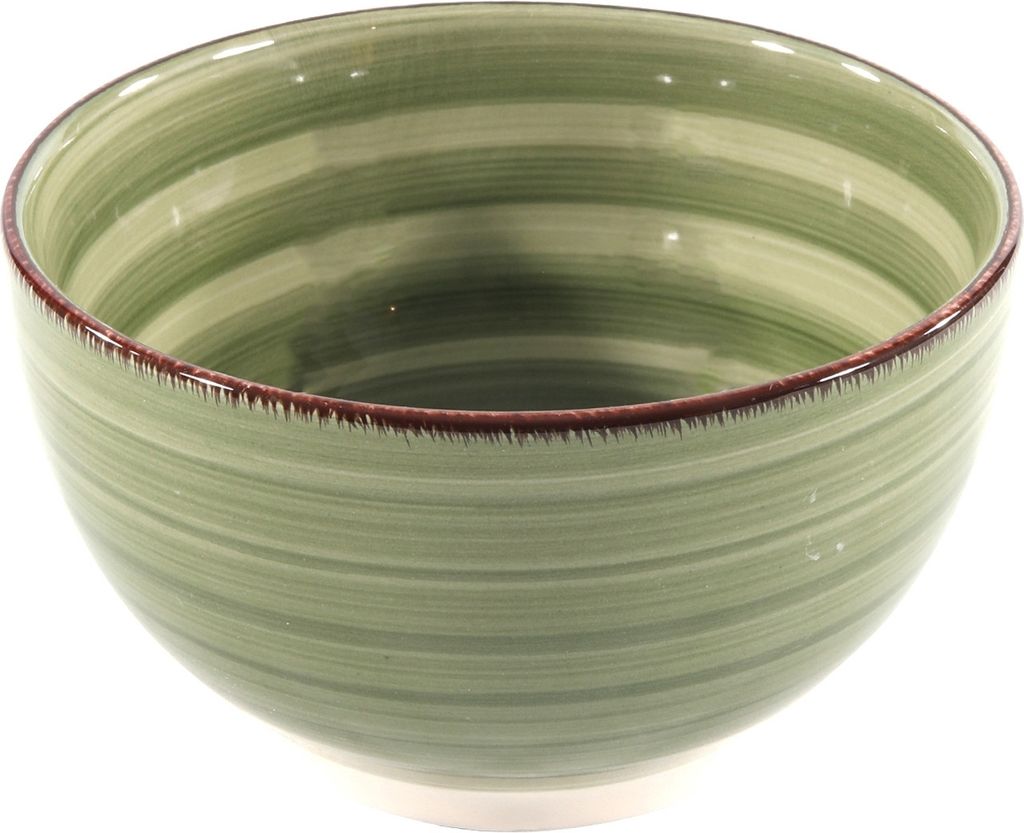 Müslischale - Grün - Steingut - Kreismuster - Ø 14 cm Produktbild 