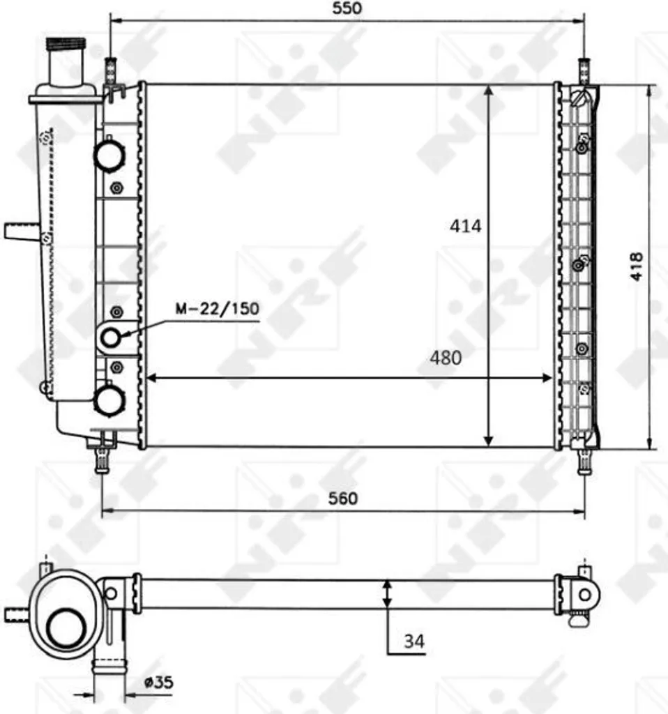 Radiateur Moteur pour Réparation Fiat Brava Marea NRF 58015 7776507