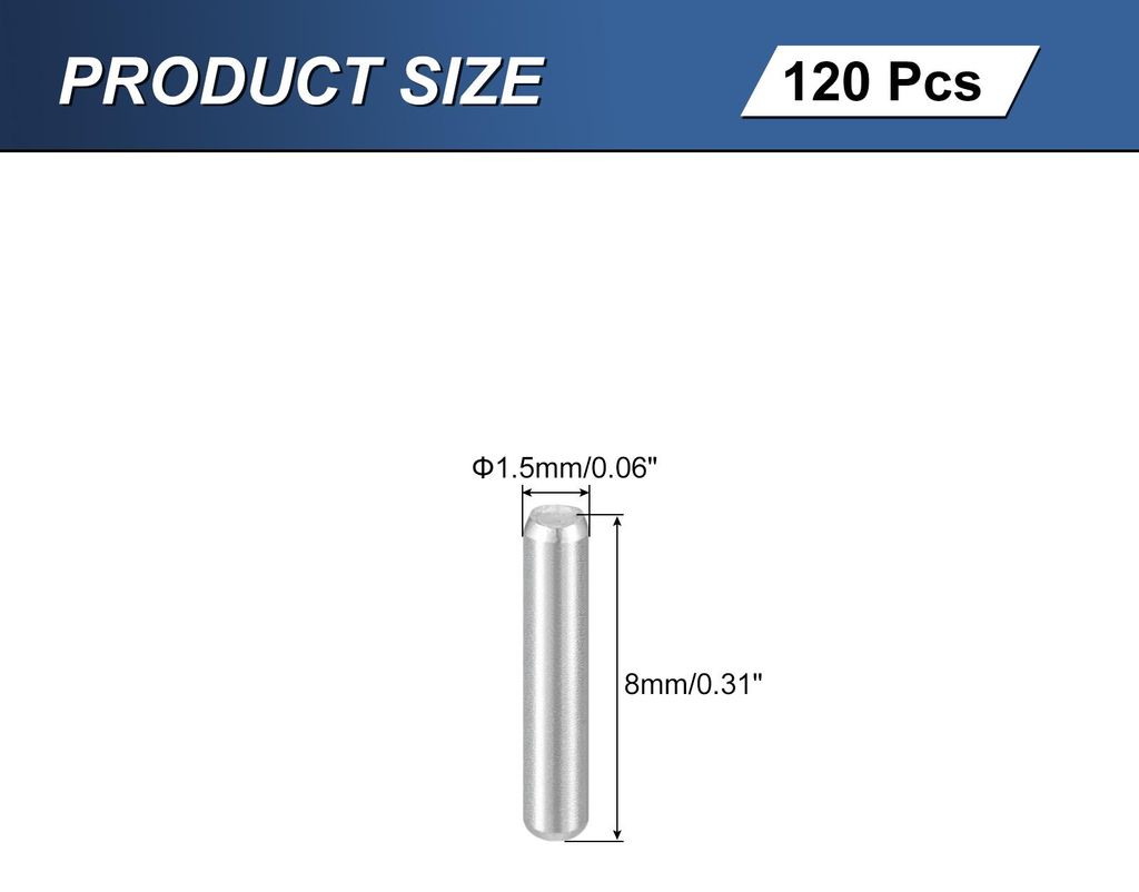 120 Stš¹ck M1,5 x 8mm 304 Edelstahl Zylinderstift, Zylindrischer Regalstš¹tzstift Parallelstift Befestigungselement fš¹r mechanische Fertigun...