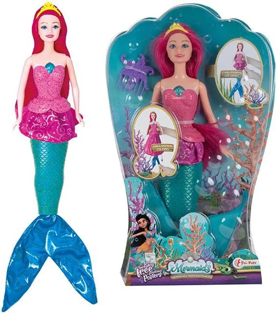 Jouet Sirène articulée 28cm et sa nageoire amovible pour fille et fils