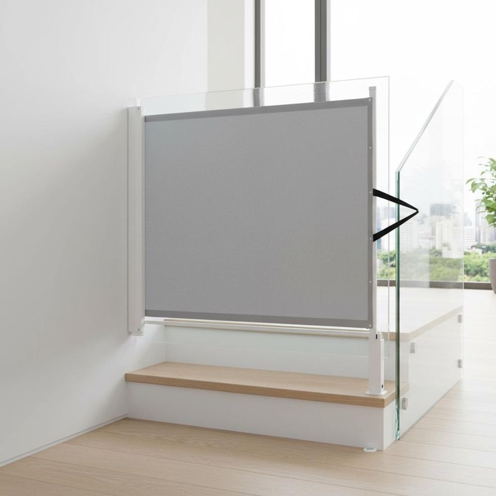 Türschutzgitter ausziehbar Grau PVC/Metall rollbar für Kinder & Haustiere