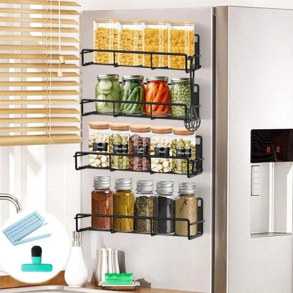 Étagère magnétique sans perçage : fixez vos épices sur le frigo (Lot 4)