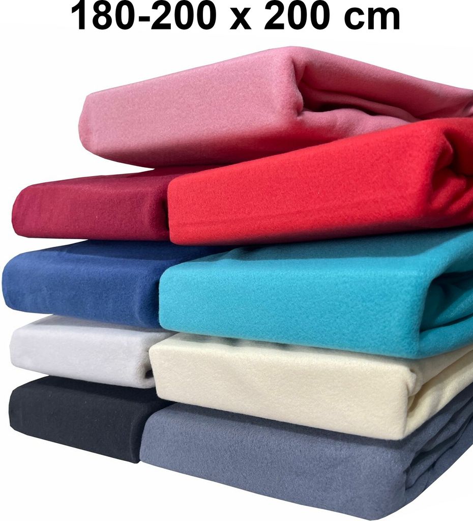 Fleece Spannbettlaken 180-200x200 cm Warme Winter Thermo Spannbettuch Bettlaken, Schwarz