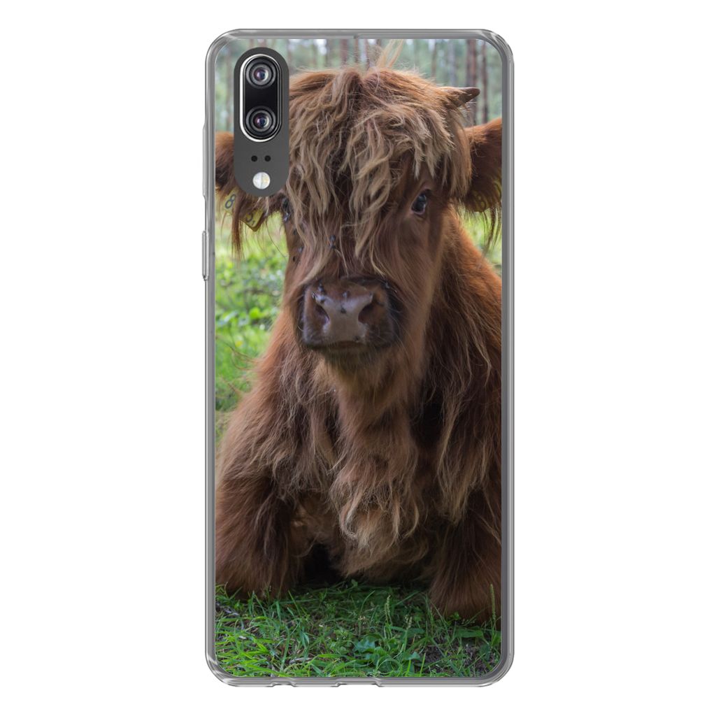 MuchoWow Handyhülle Schutzhülle Hülle für Huawei P20 Schottischer Highlander - Kröte - Tiere Silikon Softcase Handy Hülle - Hardcover