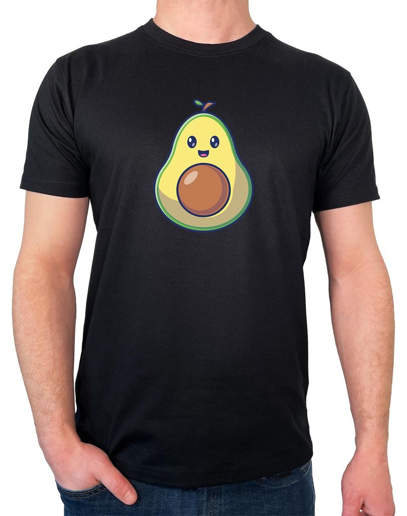 Huuraa Herren T-Shirt Avocado Comic XL Black Bio Baumwolle Fairtrade Herrenshirt Geschenkidee