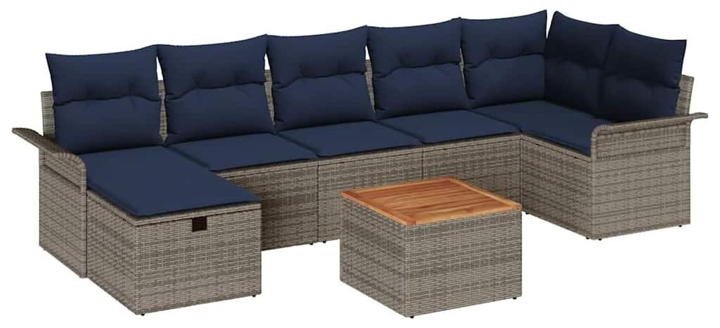 “2026 Modern“ Grau Gartensofa-set mit Kissen mit Speicher 8 pcs Grau Poly-Rattan - Designermöbel 66520 - Gartenmöbel-Set Terrassenmöbel Loun...