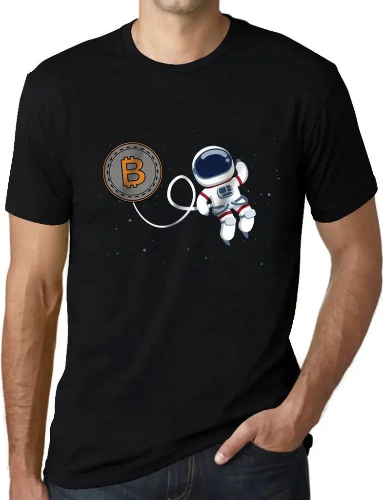 Herren Grafik T-Shirt Bitcoin To The Moon Hodl Btc Crypto Funny Öko-Verantwortlich Vintage Jahrgang Kurzarm Lustige Druck Geburtstag Geschenk Mann