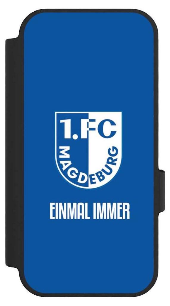 NIVOCASE Klapphülle für Google Pixel 10 Handyhülle aus Kunst Leder NIVOflip schwarz Offizielles Lizenzprodukt Wappen 1. FC Magdeburg