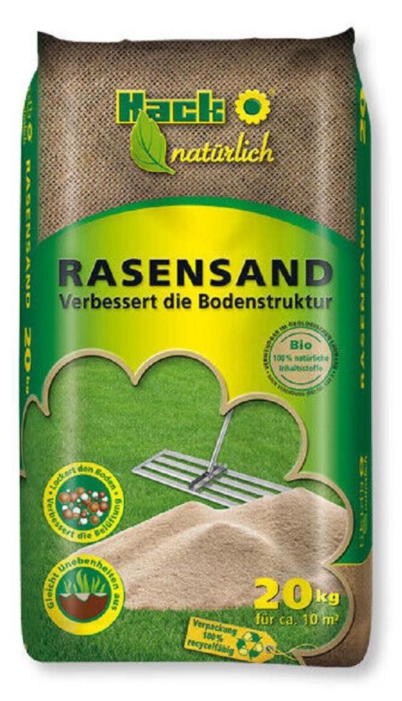 Hack Rasensand 20 kg zur Rasenpflege, Körnung 0,3-1,5 mm, Produktbild 