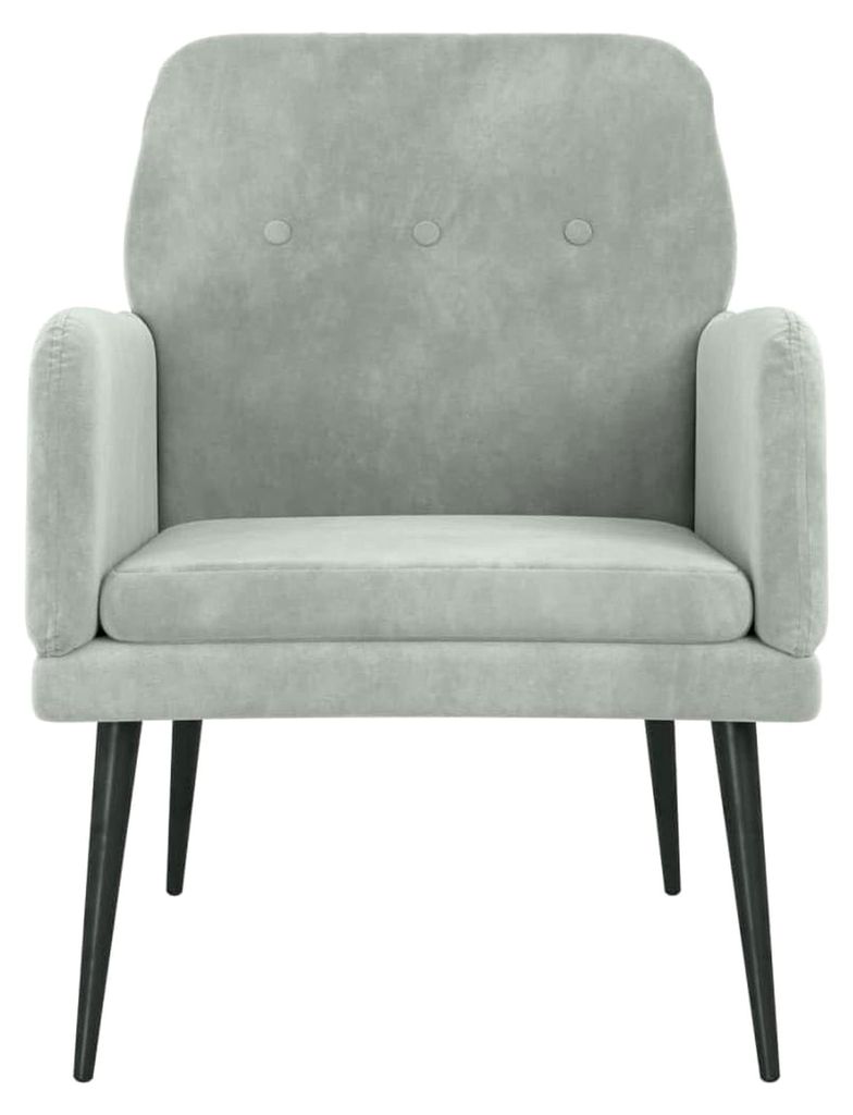Sessel für Wohnzimmer und Schlafzimmer, modernes Einzelsofa, Loungesessel, Relaxsessel, Hellgrau, 62x79x79 cm, Samt