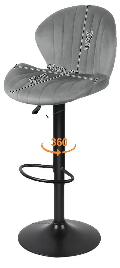 Chaise de bar réglable avec dossier ergonomique coloris gris clair