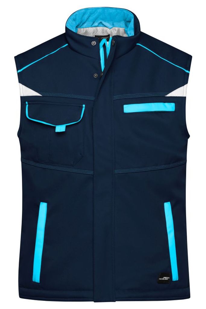 Workwear Softshell Padded Vest - COLOR - navy/turquoise, Gr. 6XL