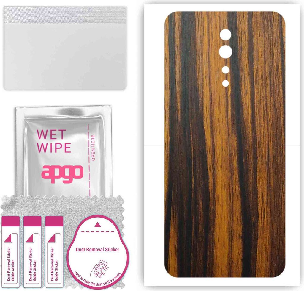 apgo Rückseite Schutzfolie, Skin, kompatibel mit Oppo Reno Z, Hinten Displayschutzfolie aus Vinylfolie, kratzfest, einfache Montage - Tigerwood