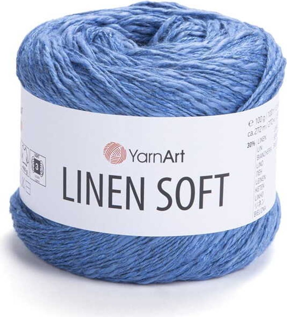 YarnArt Linen Soft Wolle - 100g, Leinen Viskose Baumwolle, Jeansblau, ideal für Sommerprojekte