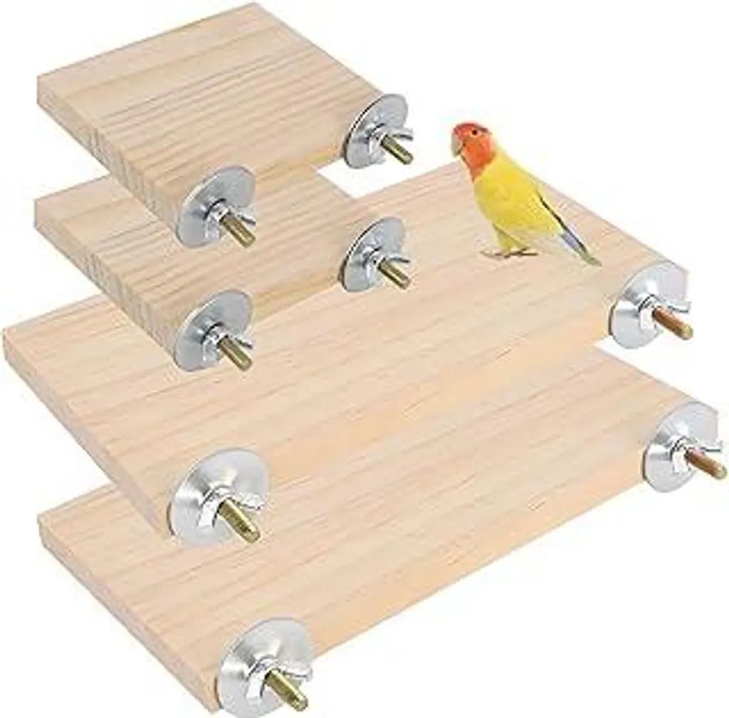 Supporto in Legno Naturale per Uccelli e Piccoli Roditori - 4 Pezzi