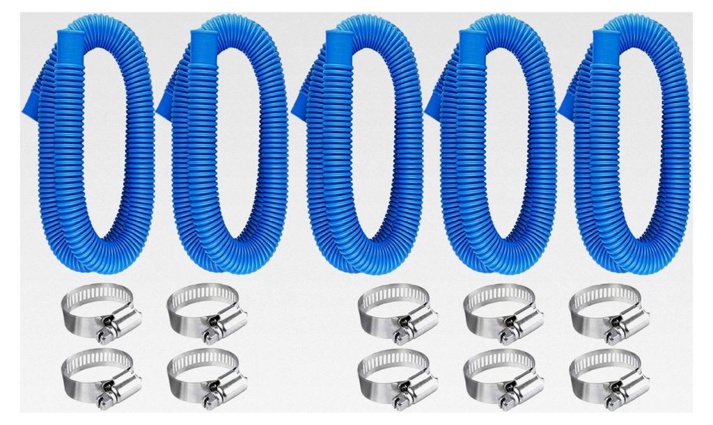 Poolschläuche, Ersatzschlauch für Schwimmbadpumpen, Filterzubehör für oberirdische Pools, 3 Schläuche, 6 Klemmen